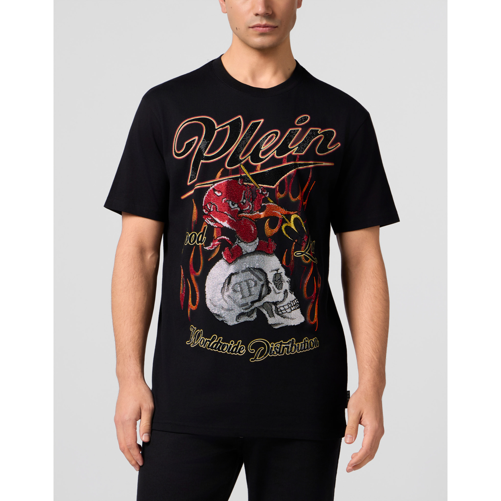 PHILIPP PLEIN Camiseta de cuello redondo y manga corta CRYSTAL