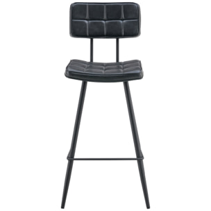 Lot de 2 tabourets de bar en simili noir FERNAND