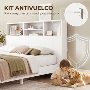HOMCOM Cabecero de Cama 140 cm con Almacenaje, Cabezal de Cama con 4 Compartimentos Abiertos, Cabecero Moderno para Dormitorio, Blanco