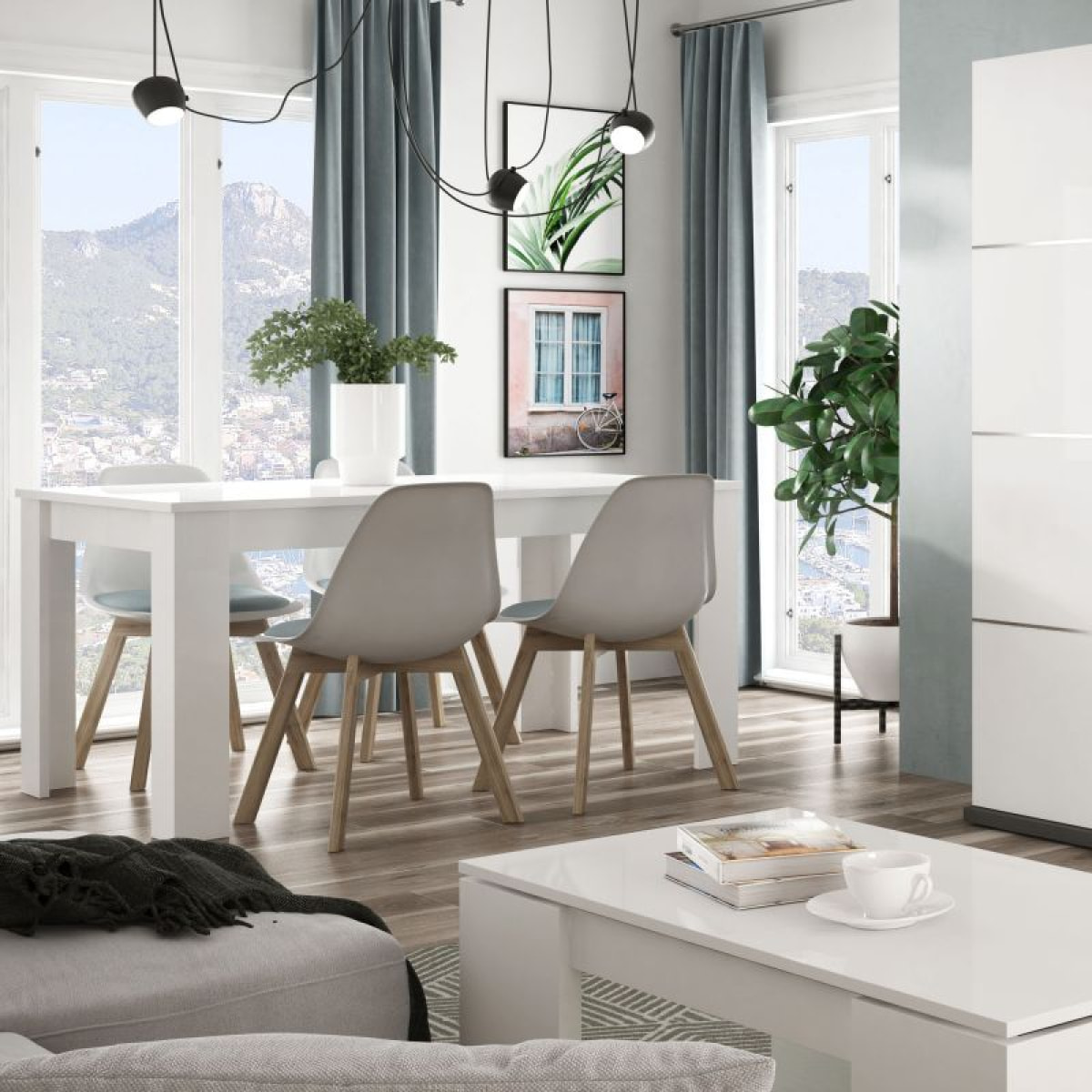 Mesa de comedor extensible Kendra 140 Blanco Brillo