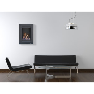 Chimenea de etanol mural vertical en acero negro MORFEO PURLINE