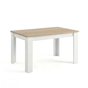 Mesa de comedor extensible en blanco artik y roble canadian 140-190x90 cm Sira Blanco Artik (Blanco Mate) - Roble Canadian