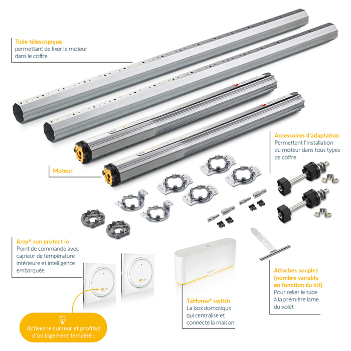 2 kits motorisation porte-fenêtre RMS 2600 + 1 Box TaHoma switch