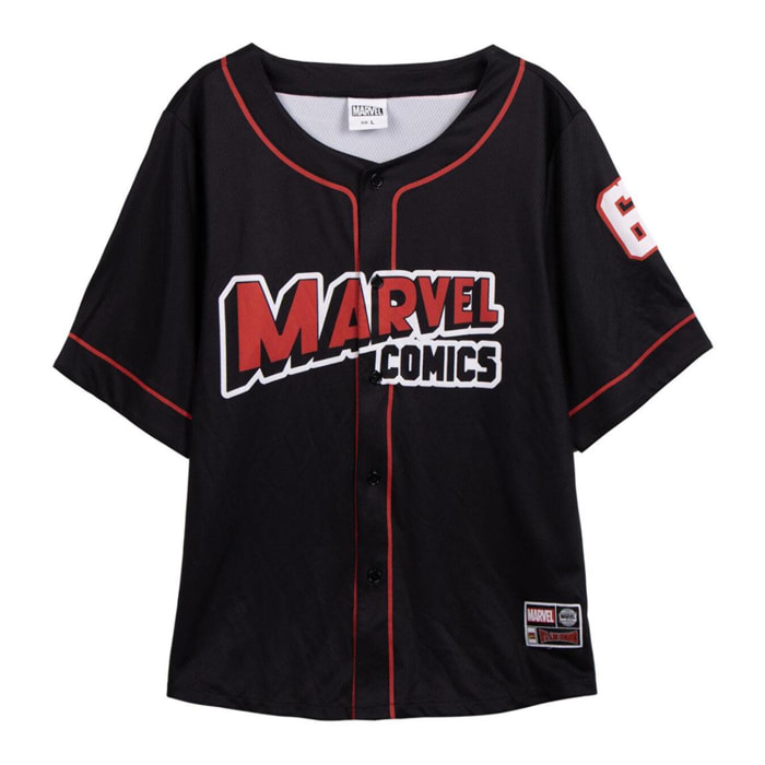 Camiseta Corta Baseball Marvel - Color Negro