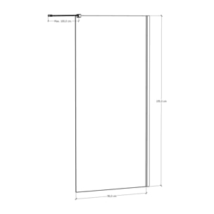 Mampara de Ducha | Panel Fijo | 90 X 195 cm | Perfil Negro | Cristal Templado con Espesor de 8mm| Tratamiento Antical | Alday