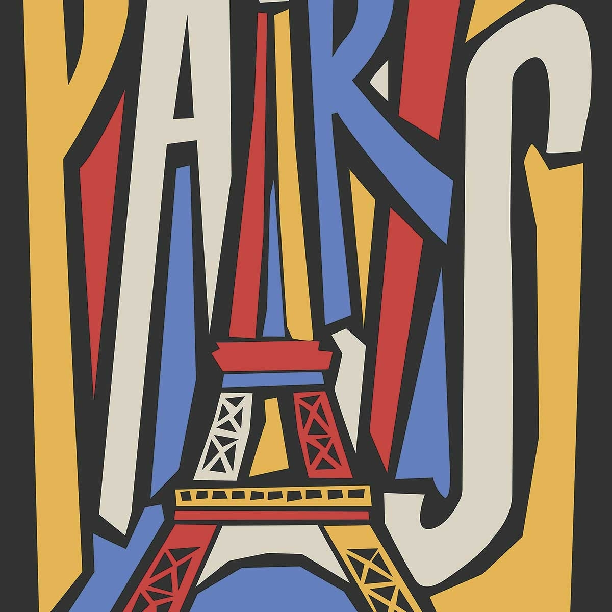 Tableau Affiche illustration tour eiffel vintage Toile imprimée