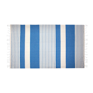 TELO MARE FOUTà CON FRANGE E CON BORSA COLORE BLU