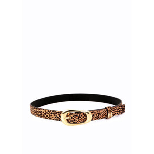 Cintura sottile in pelle con stampa animalier
