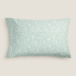 Funda almohada algodón flores Mapatchi color azul aqua
