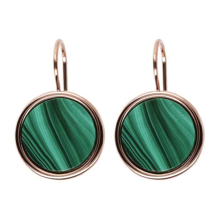 Orecchini Pendenti con Disco in Malachite 14mm