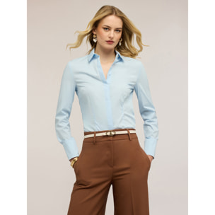 Motivi - Camisa en popelina de mezcla de algodón - Light - blue