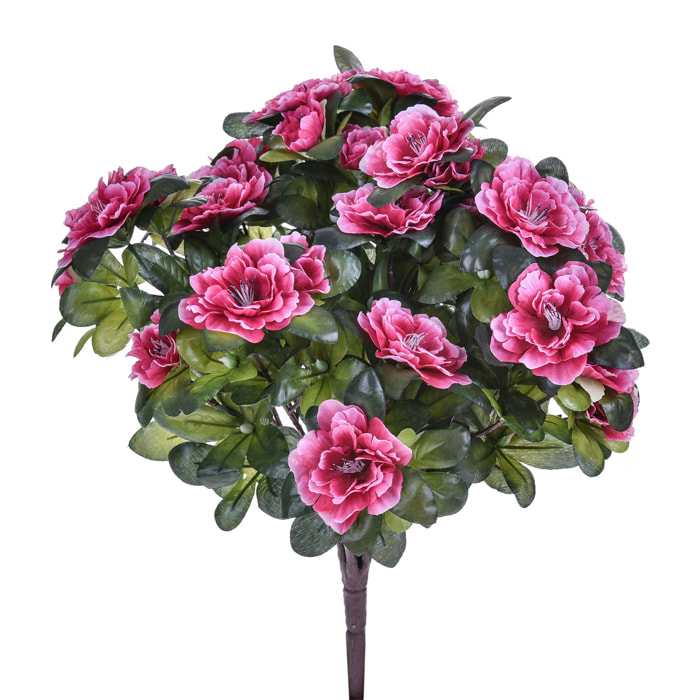 Cespuglio Azalea Composto Da 7 Rami. Altezza 38 Cm - Pezzi 2 - 26X38X26cm - Colore: Rosa - Bianchi Dino - Fiori Artificiali