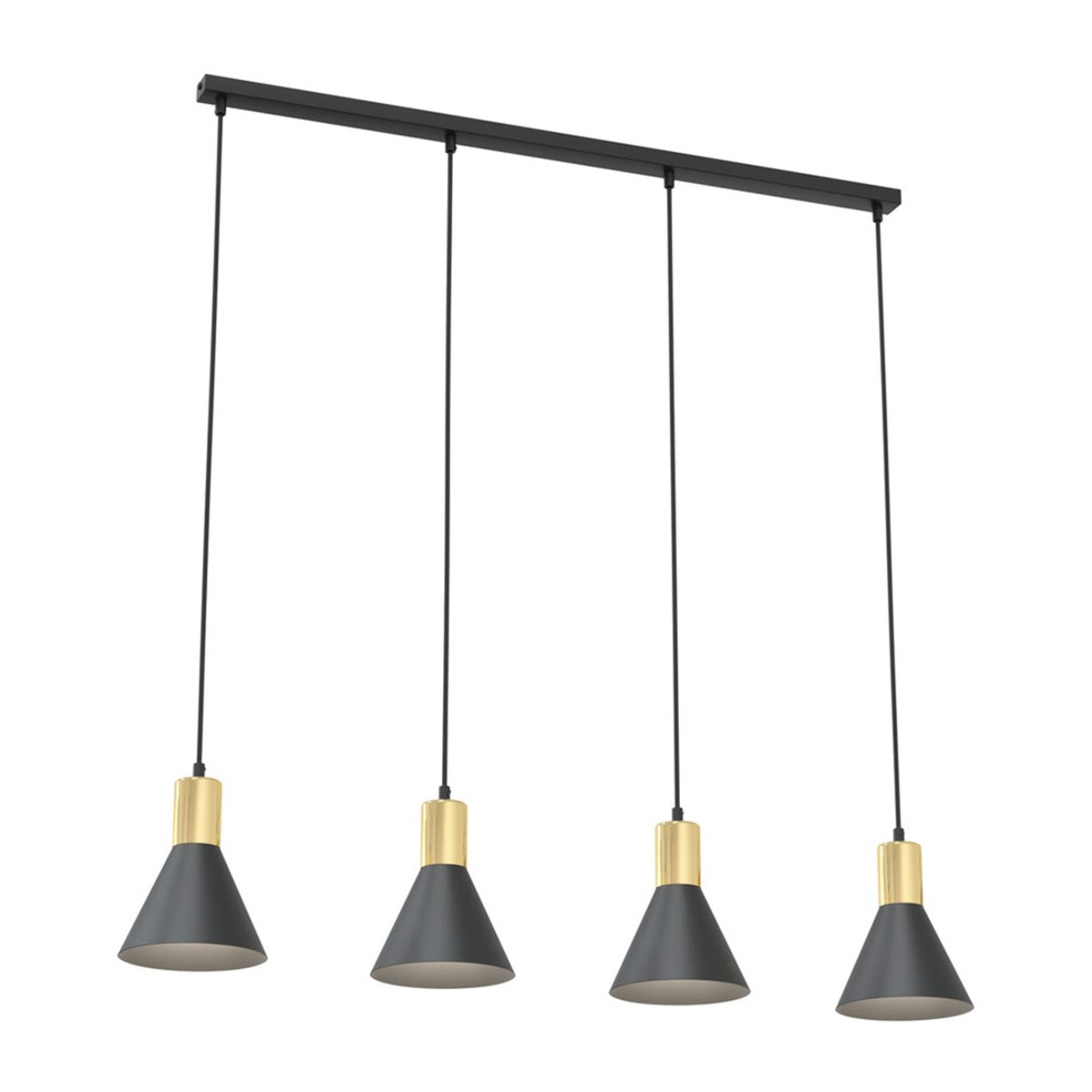 Lampada a sospensione Rosa in acciaio nero opaco e oro