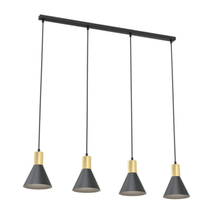 Lampada a sospensione Rosa in acciaio nero opaco e oro