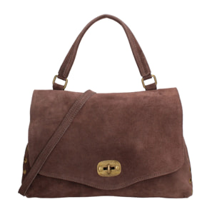 Borsa a mano da donna Made in Italy - Modello Zelia Elite - Pelle scamosciata - 37.0 x 22.0 x 15.0 cm