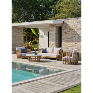 BOGOTA - Salon bas de jardin 5 places en bois d'acacia, plateau effet béton