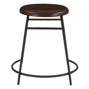 Lot de 2 tabourets en bois foncé - Barney