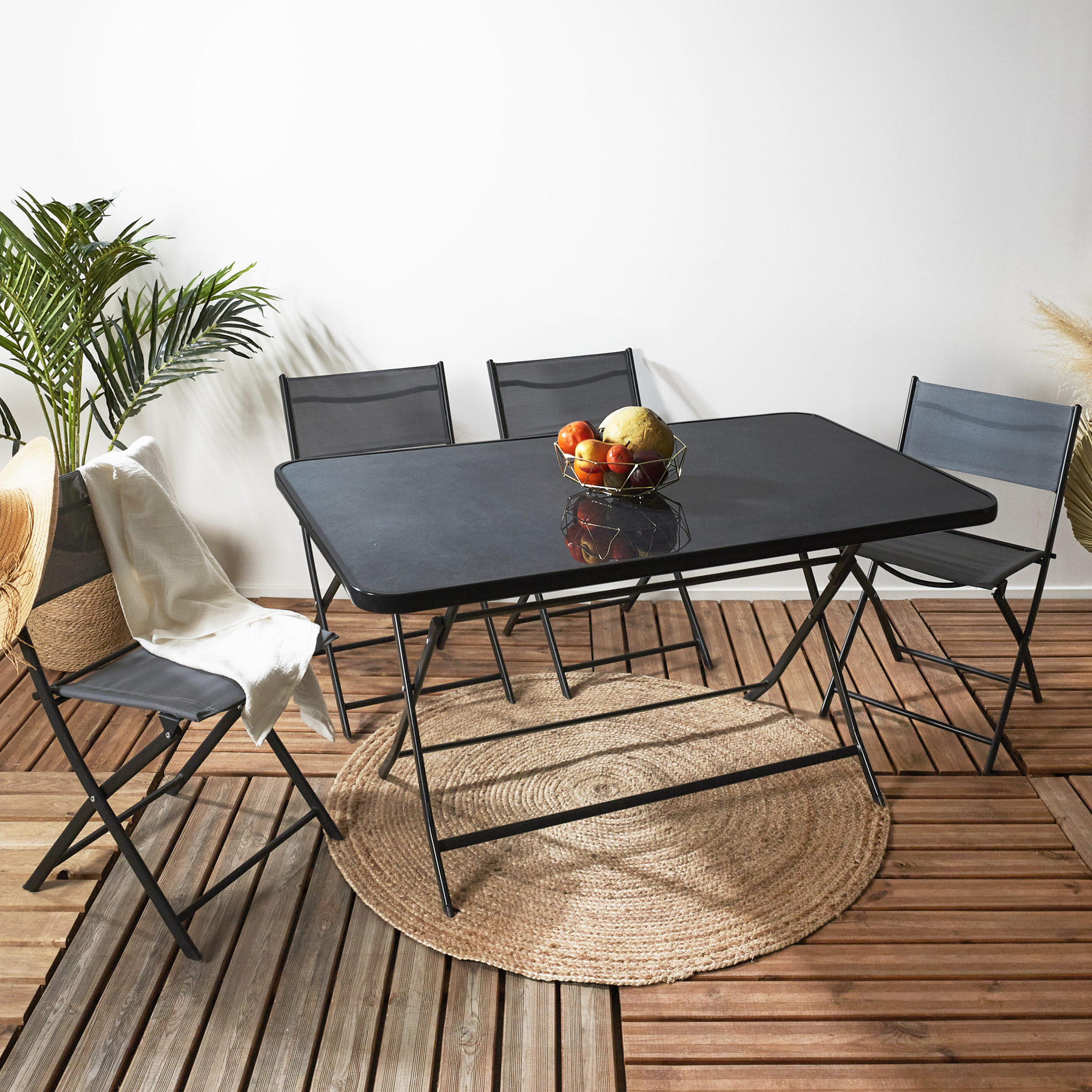Table Pliante Effet Ardoise 4 Places