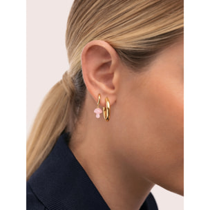 Pendiente Suelto Aro Seta Rosa Baño Oro