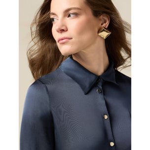 Oltre - Camicia in raso di viscosa - Blu