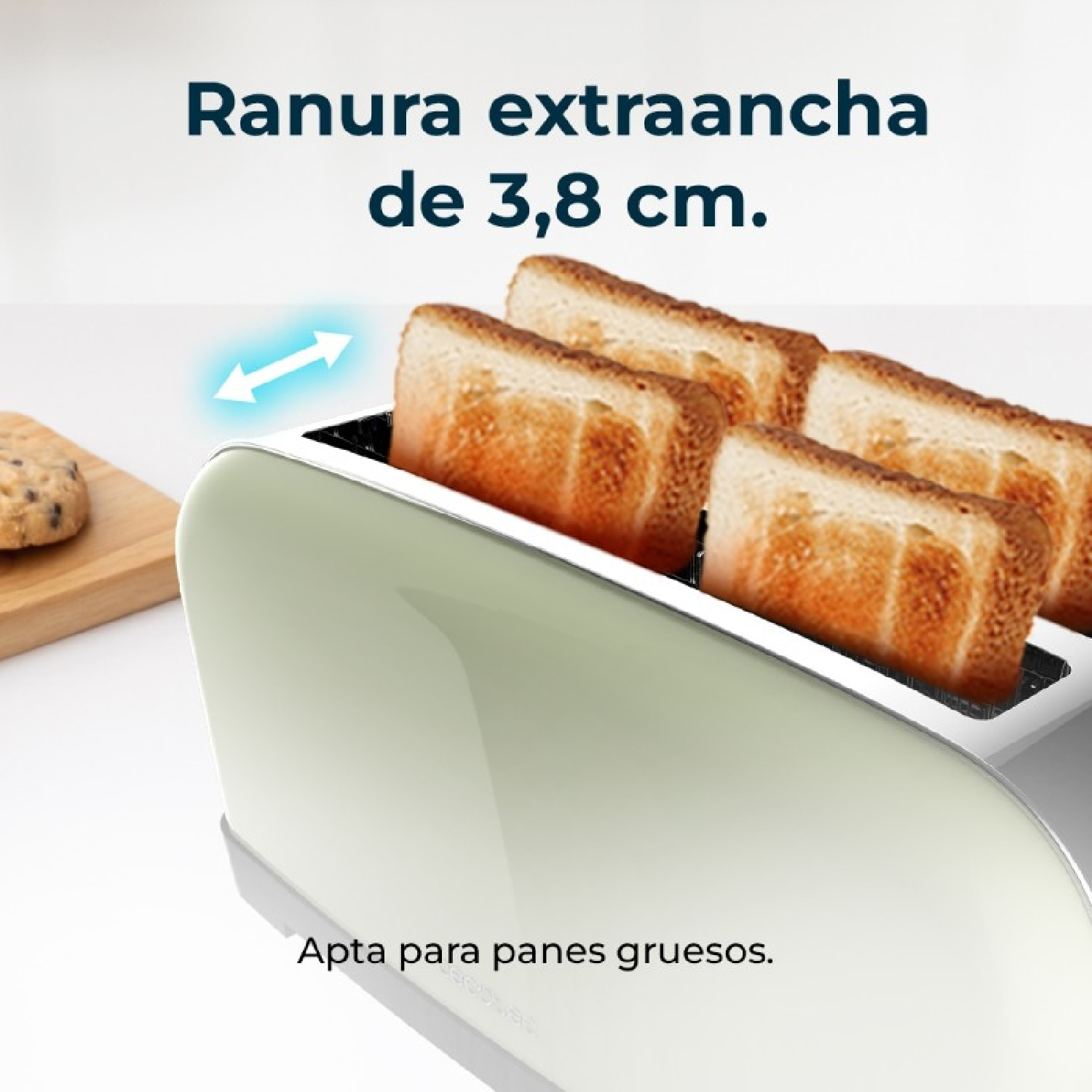 Tostador vertical Toastin' time 1500 Green, 1500W de Potencia, Doble ranura larg