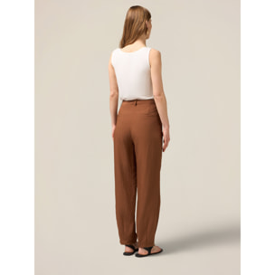 Oltre - Pantalones palazzo de tejido fluido - Marrón