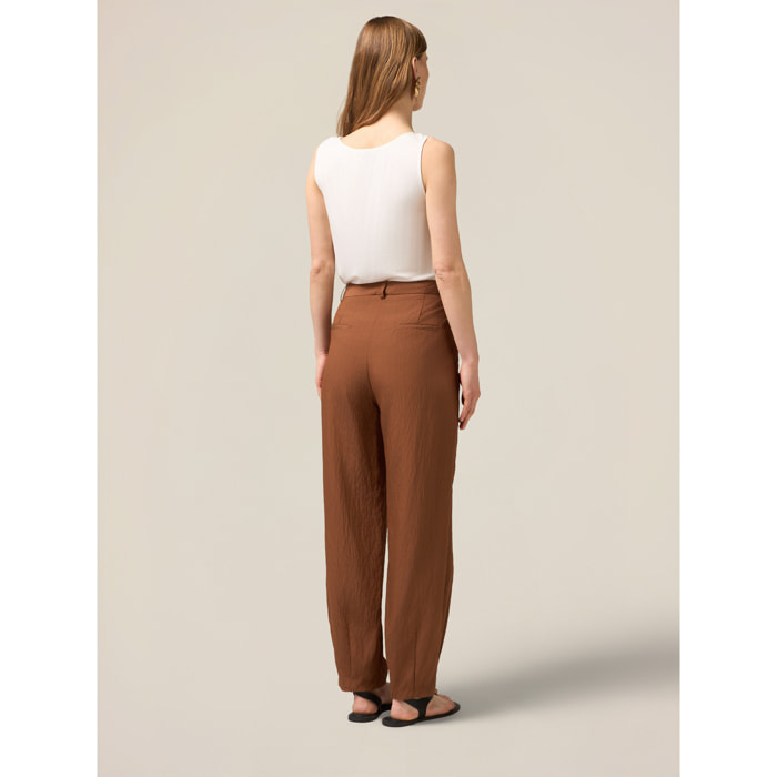 Oltre - Pantalones palazzo de tejido fluido - Marrón