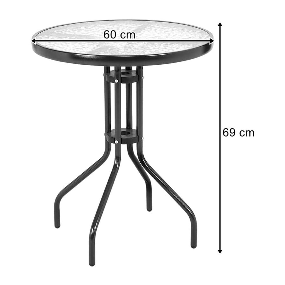 Tavolino da Giardino Island con Top in Vetro Temperato 60 cm