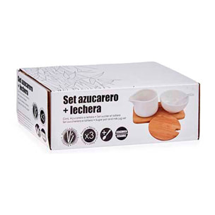 Set azucarero y lechera en ceramica y bambú