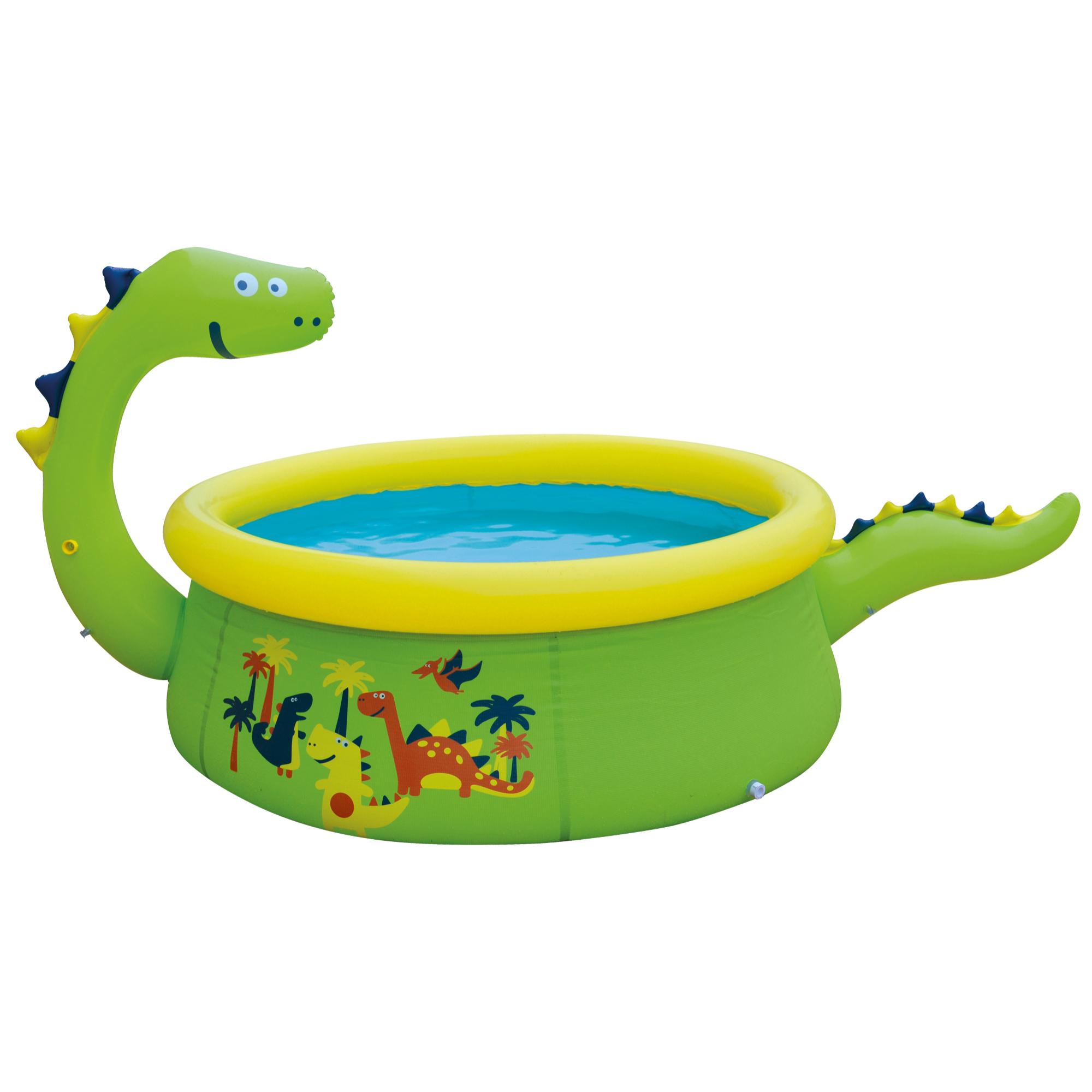 Piscinetta Gonfiabile Dinosauro Avenli 175x62cm con Gioco a Spruzzo d'Acqua per Bambini