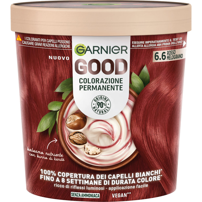 Tinta Capelli 6.6 Rosso Melograno Colorazione Permanente Good Senza Ammoniaca con Balsamo Nutriente