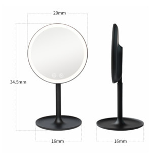 Miroir cosmétique pliable en plastique, 3 couleurs de lumière réglables, hauteur 34,5 cm, blanc (SATZKLEDB)
