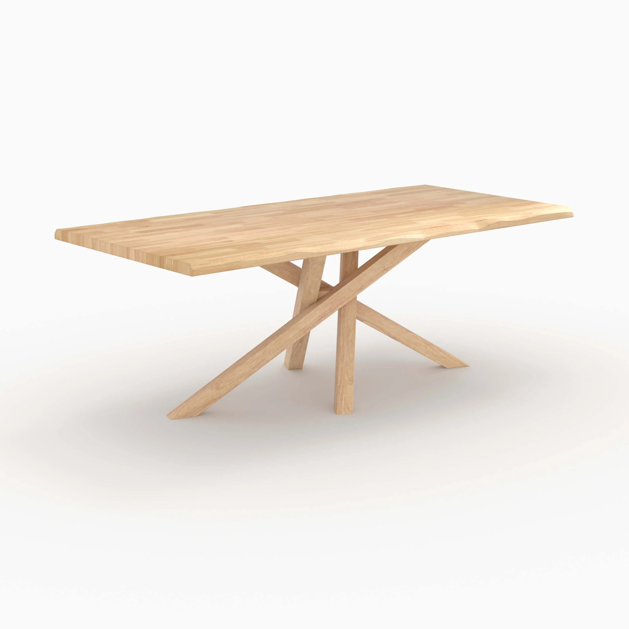 Table rectangulaire en bois d'hévéa massif clair 8 personnes - Robin