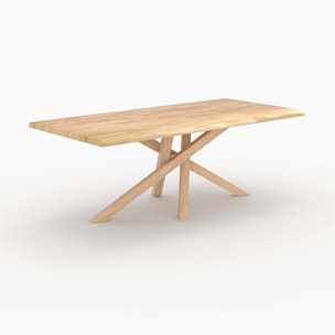 Table rectangulaire en bois d'hévéa massif clair 8 personnes - Robin