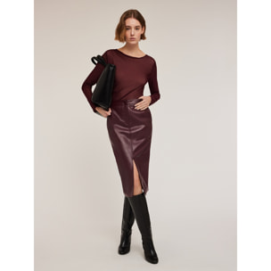 Motivi - T-shirt maniche lunghe in tulle - Bordeaux