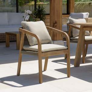 CELESTIN - Lot de 2 fauteuils bois acacia/cordage synth. vert sapin