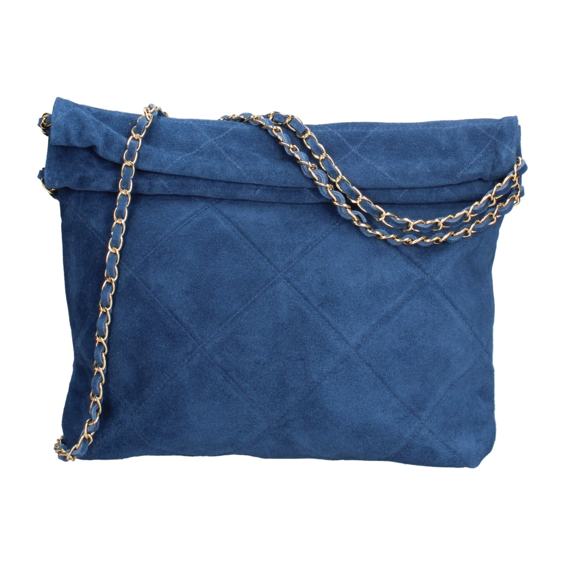 Borsa a spalla da donna Made in Italy - Modello Celeste Elite - Pelle scamosciata - 32.0 x 34.0 x 6.0 cm