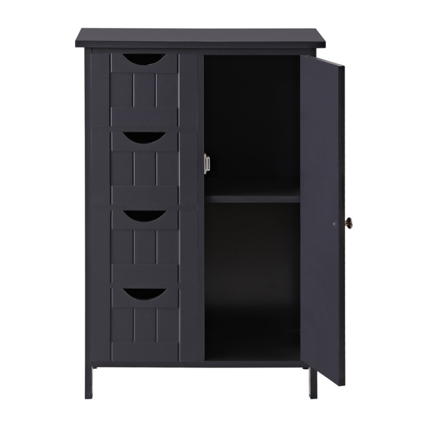 Mobiletto bagno 1 anta e 4 cassetti grigio 55x30x82 - Lily