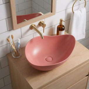 Vasque à poser design asymétrique 50,5 x 38 x 19 cm sans trop-plein rose mat PixL (CEPX5038PM)