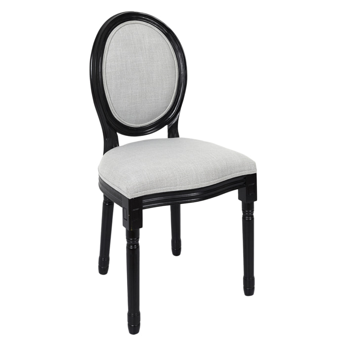 Chaise Eleonor Noir Tissu Gris - Lot De 2