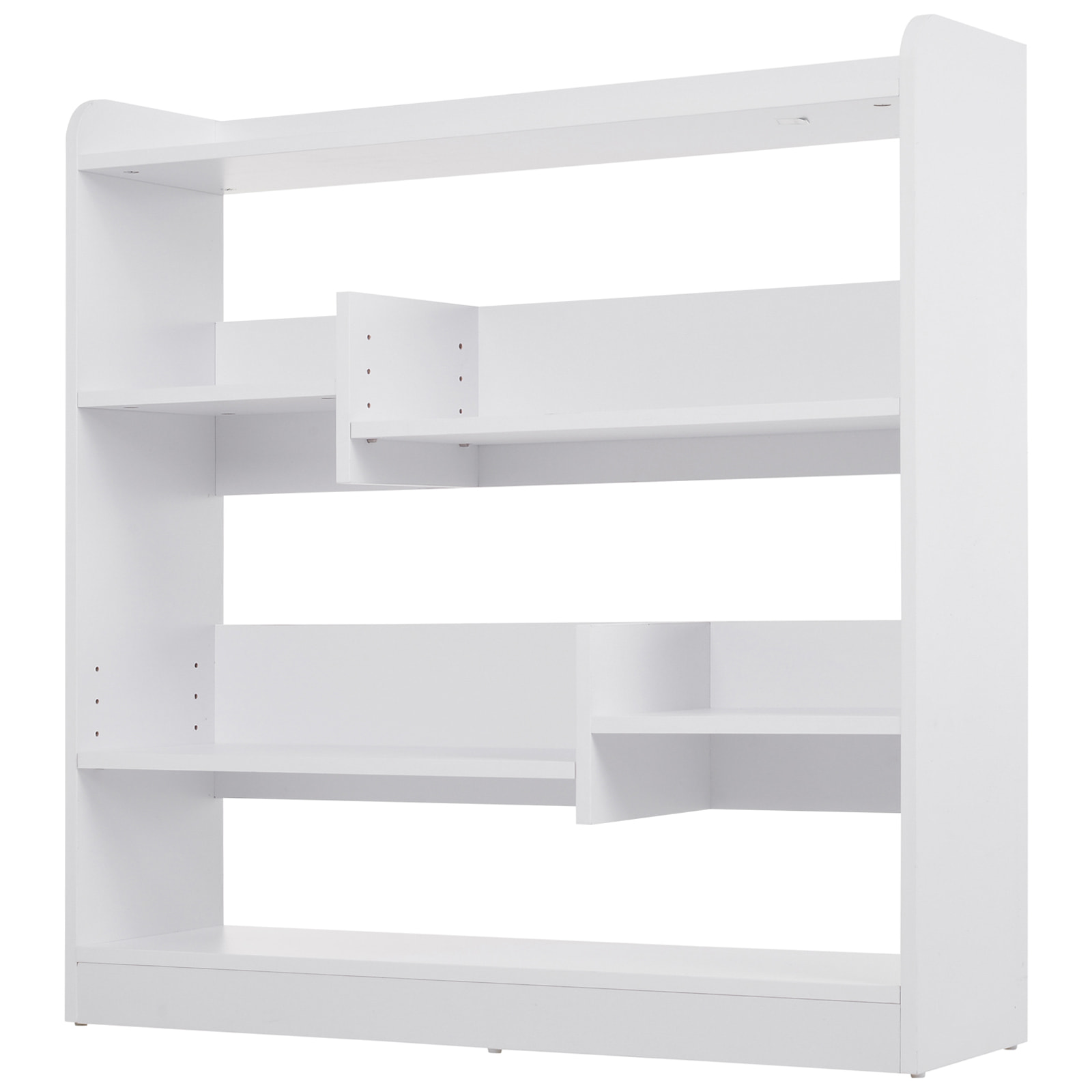 Bibliothèque étagère meuble de rangement dim. 90L x 24l x 91H cm 4 niveaux 3 panneaux arrières panneaux de particules blanc