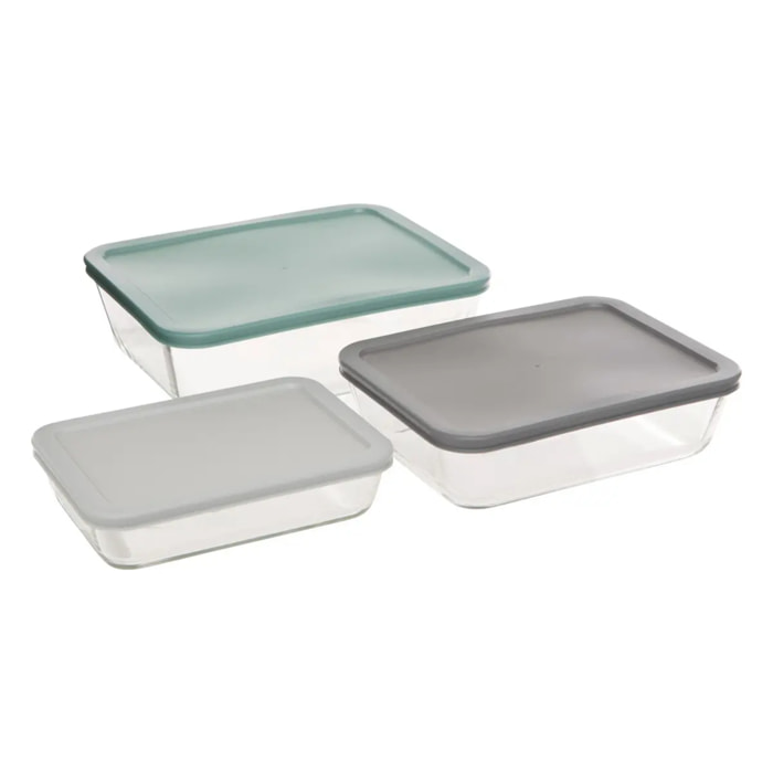 Lot de 3 boîtes de conservation en verre