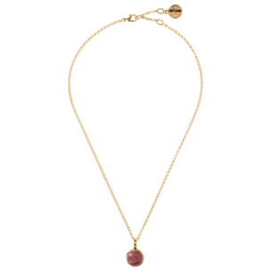 Collana Catena Rolo Golden con Pendente in Quarzite Rossa a Cabochon