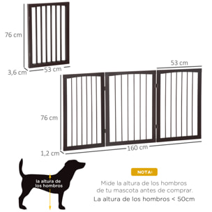 Barrera de Seguridad Plegable Perros Pequeños 160x76 cm para Puertas Café Oscuro