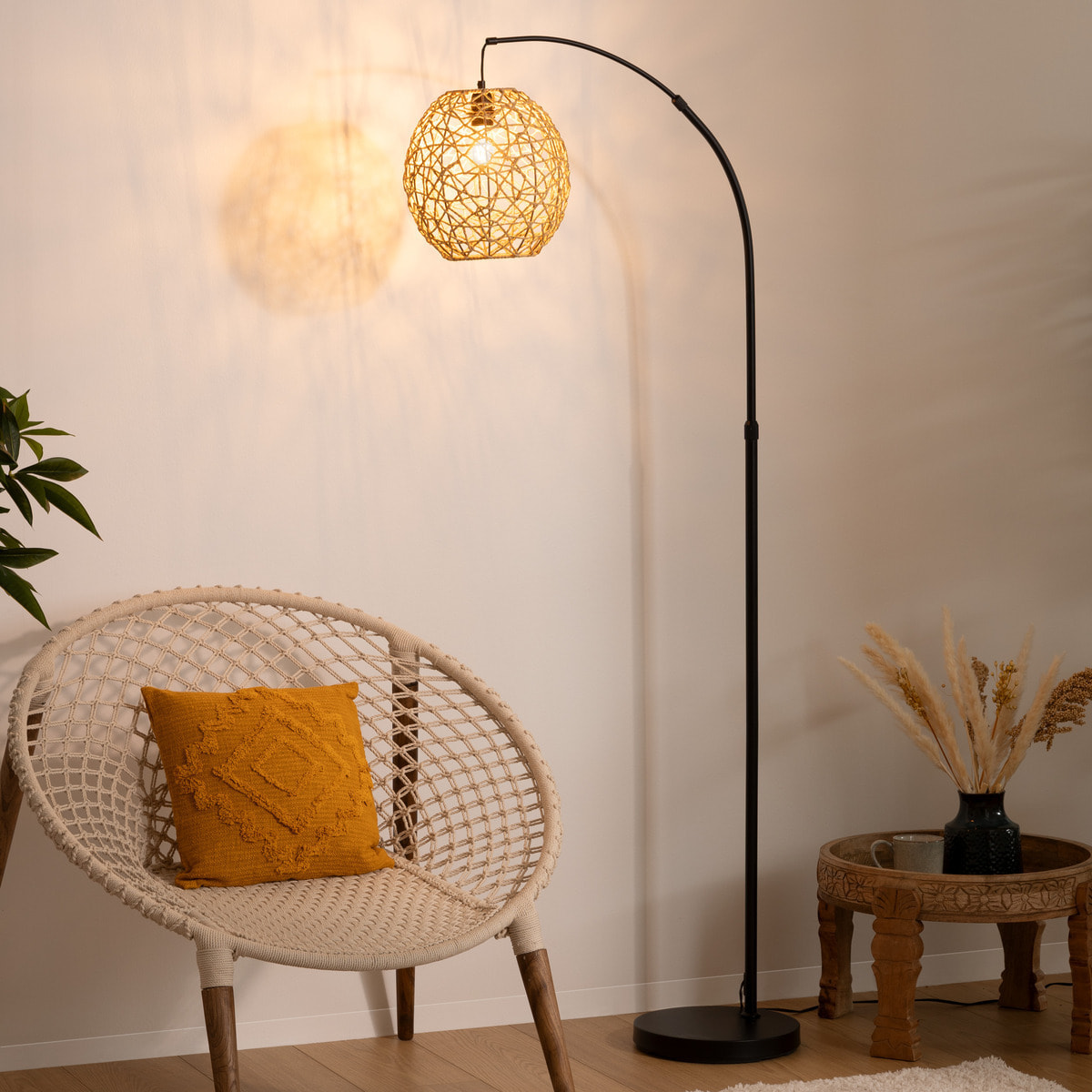 Lampadaire arc "Raahe" - noir - métal H180 cm