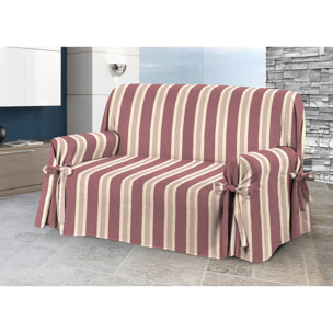 Copridivano Con Laccetti Rigato Grancasa Bordeaux