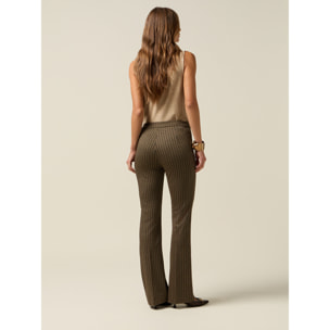 Oltre - Pantalones acampanados en punto milano estampado - Oro