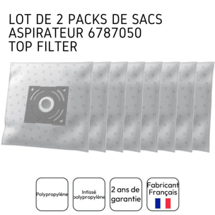 Lot de 2 packs de 8 sacs aspirateur 6787050 Bosch et Siemens TopFilter