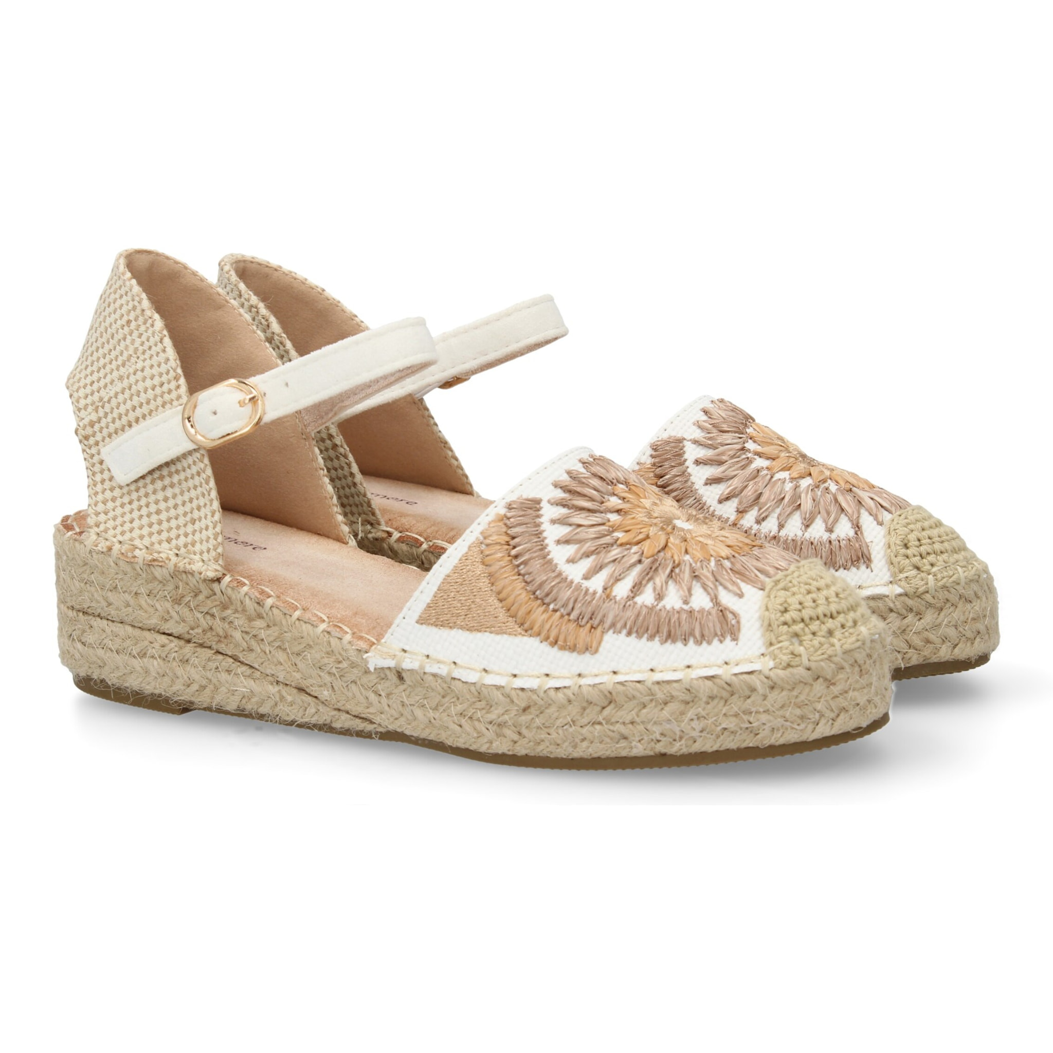 Sandalia de cuña de yute para mujer, comodas y elegantes, diseño de flores