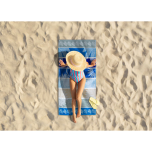 Telo Mare Spugna Jacquard Spiaggia Disegno Flamingo Family